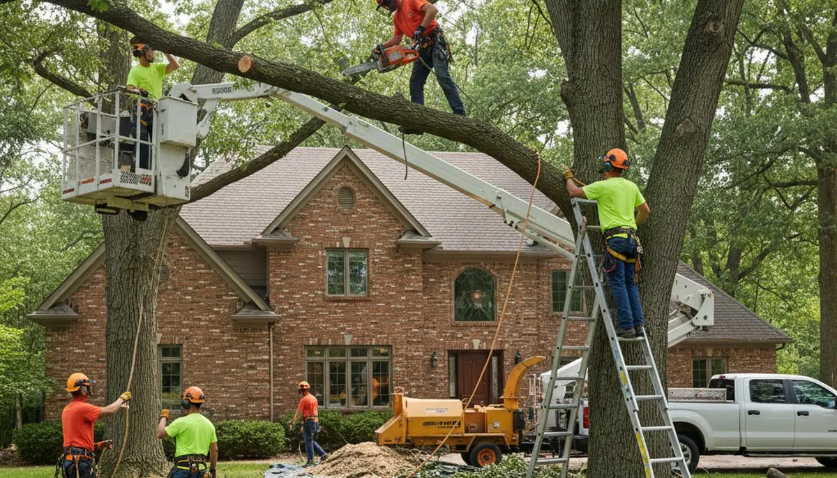Tree service crew in Aurora, IL providing professional tree trimming and removal