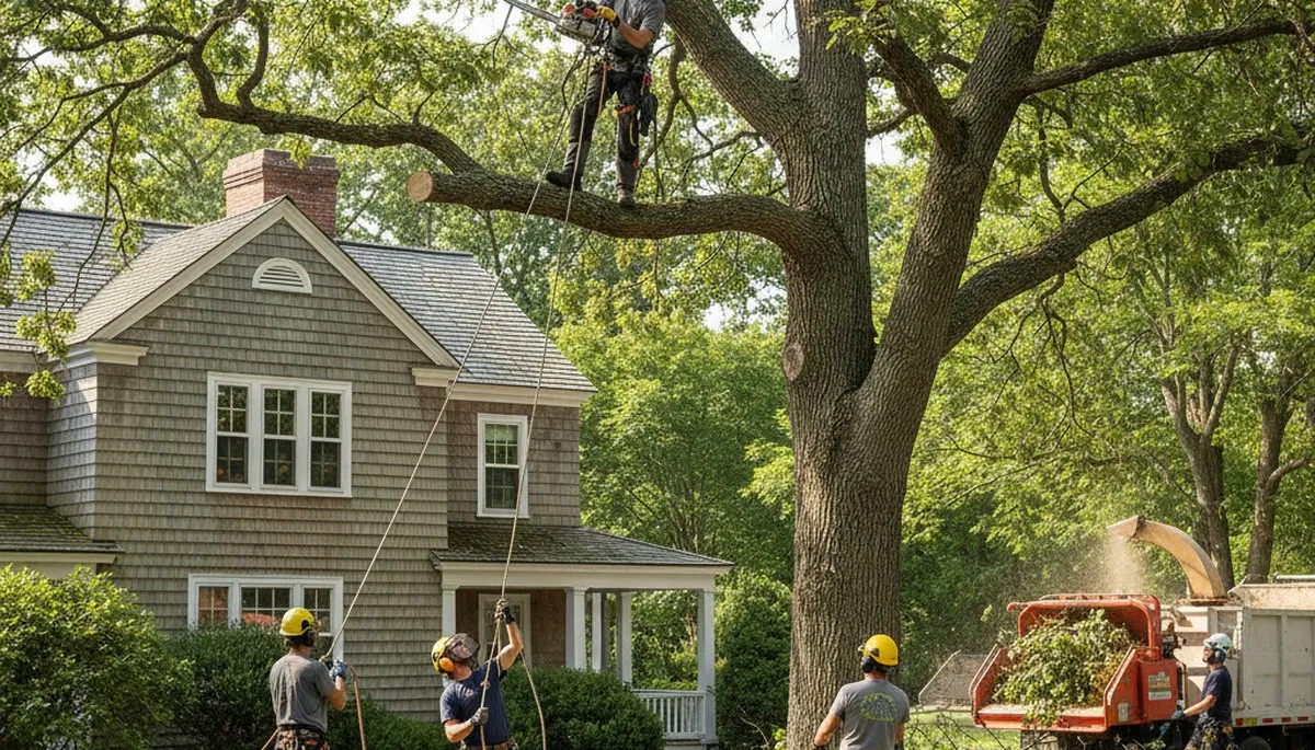 Tree service crew in Aurora, IL providing professional tree care and removal services