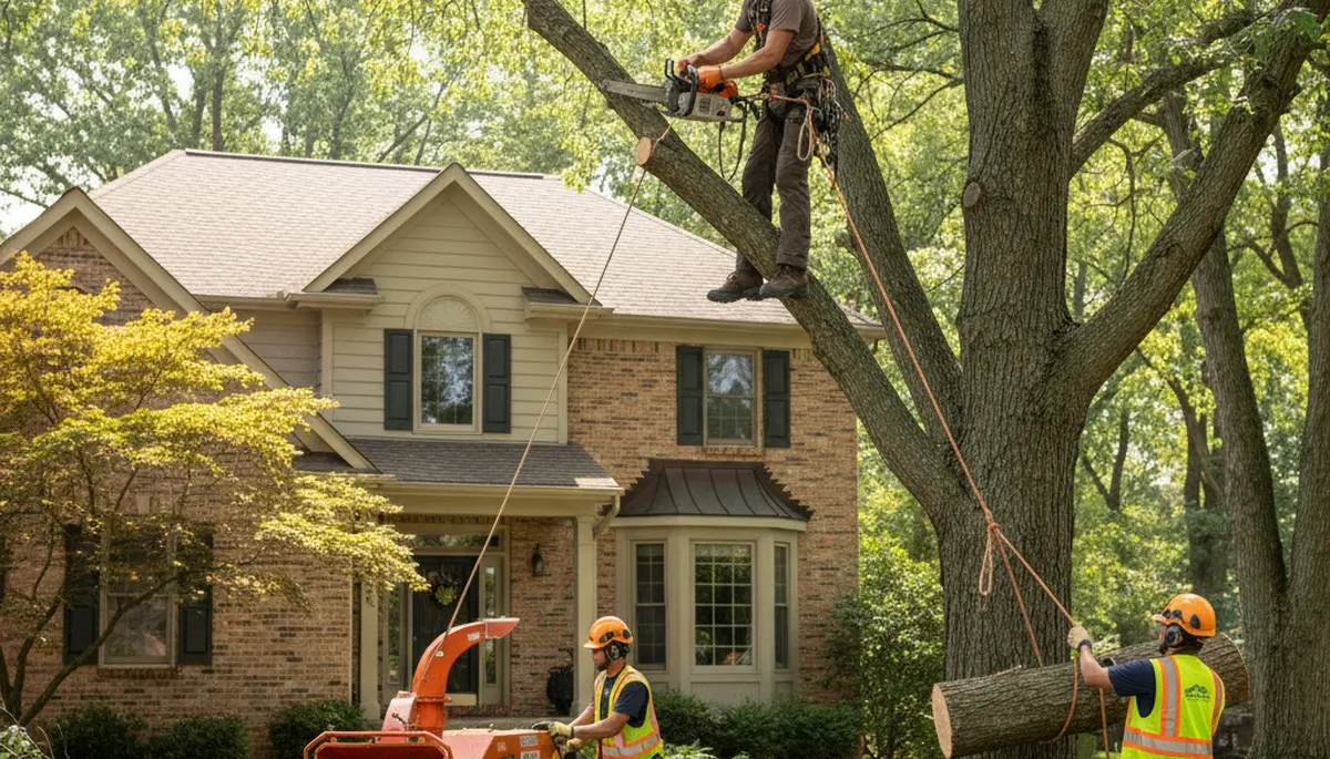 Tree service crew in Aurora, IL providing professional tree care for homes and businesses