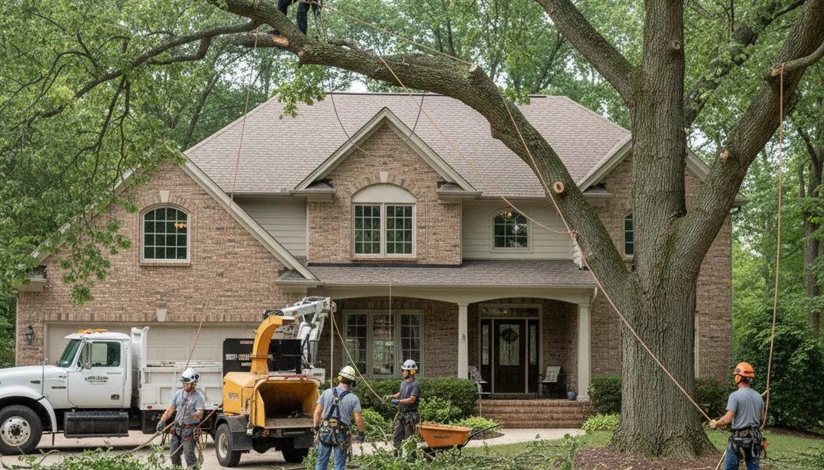 Tree service team in Aurora, IL providing professional tree removal and trimming