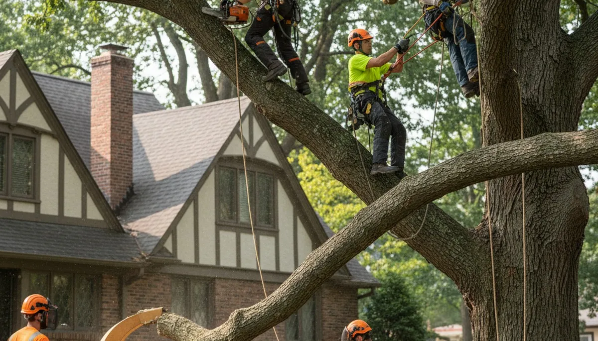 Tree service crew in Aurora, IL handling professional tree removal and trimming