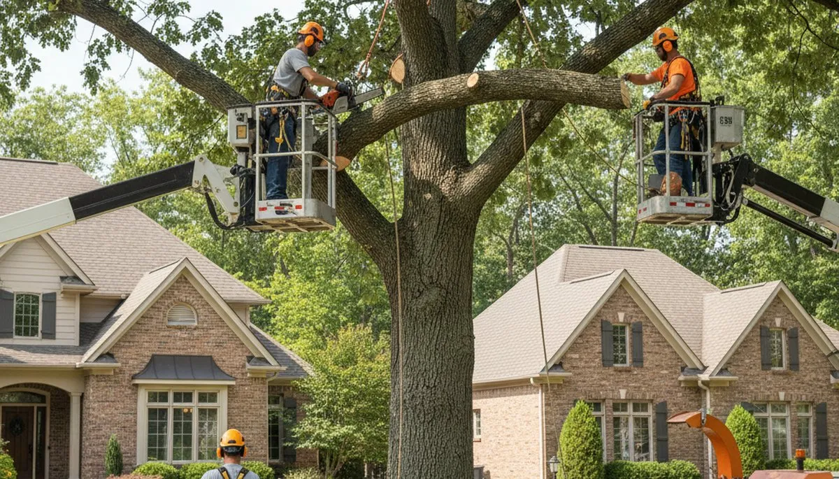 Tree service crew in Aurora, IL providing professional tree trimming and removal services