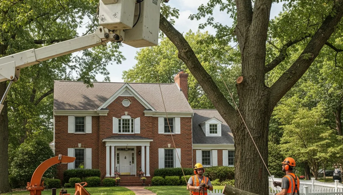 Tree service crew in Aurora, IL providing professional tree trimming and removal