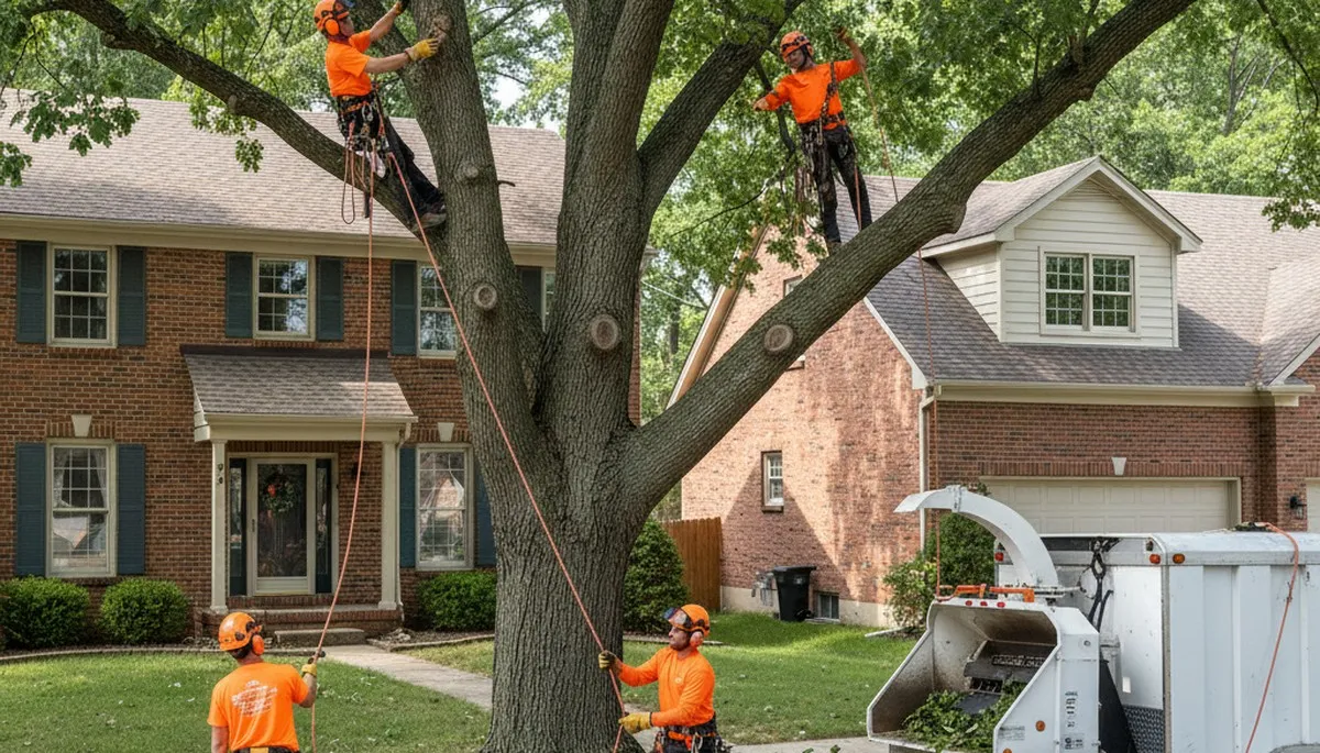 Tree service crew in Aurora, IL providing professional tree trimming and removal services